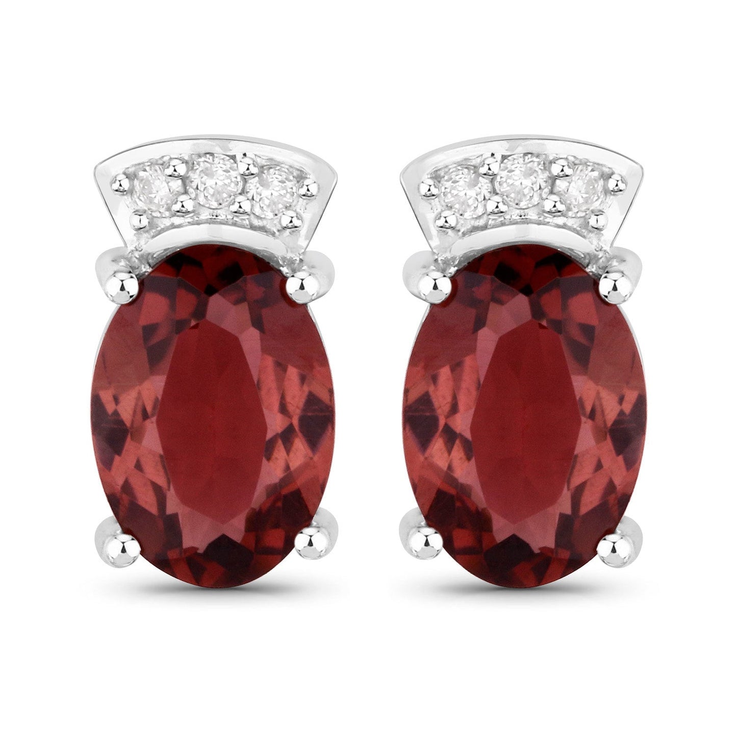1.35 Carat Genuine Pink Tourmaline & White Diamond Earrings in 14K White Gold