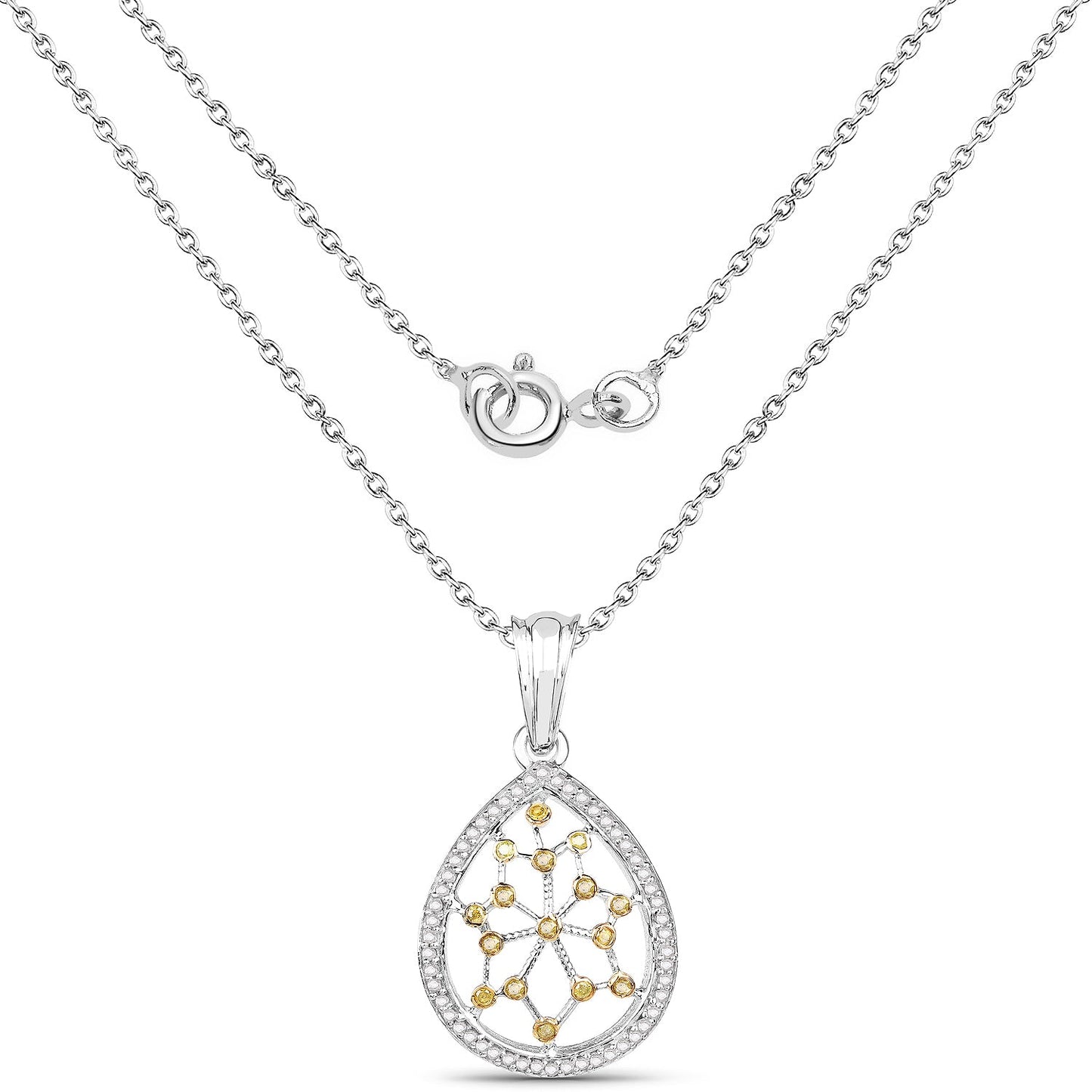 0.45 Carat Genuine White Diamond and Yellow Diamond Pendant