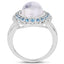 7.21 Carat Genuine White Rainbow Moonstone & Swiss Blue Topaz Ring