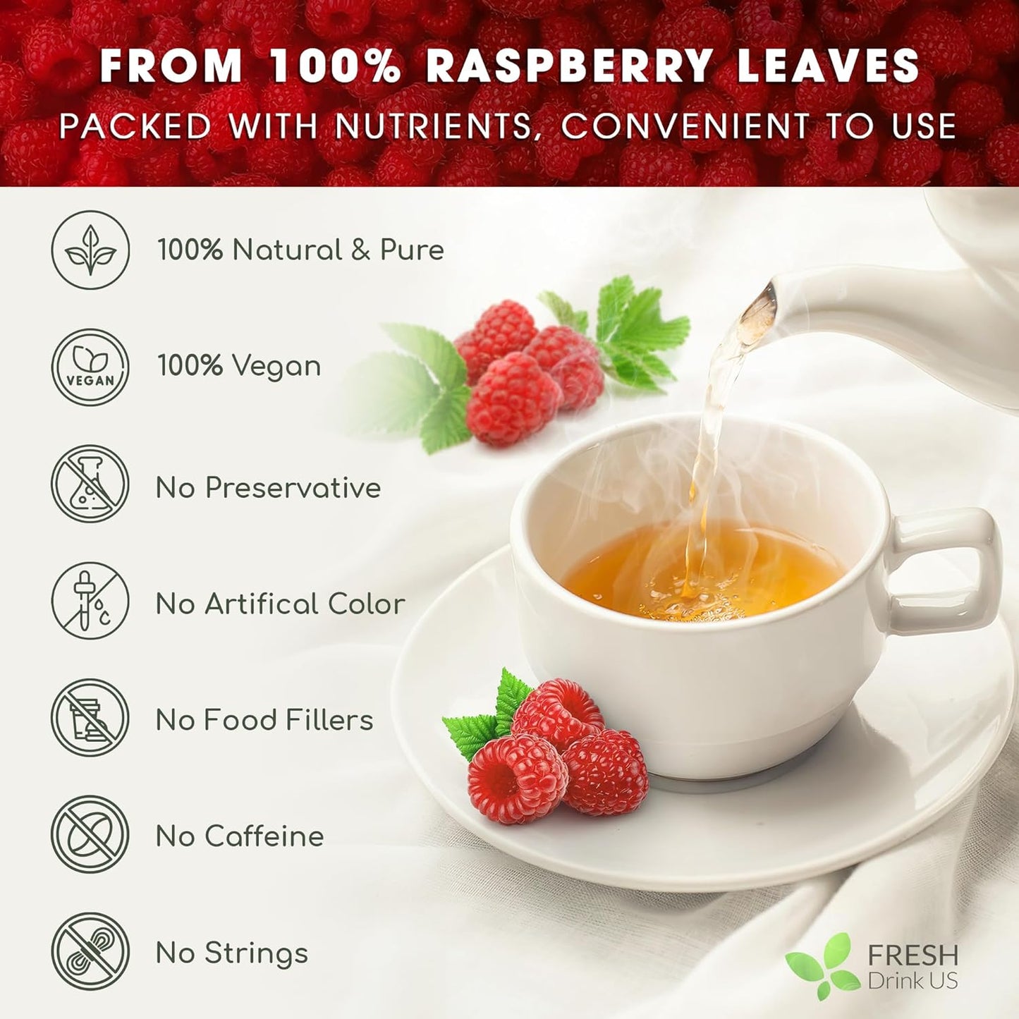 Premium Raspberry Leaf Tea Bags - 100% Natural & Pure