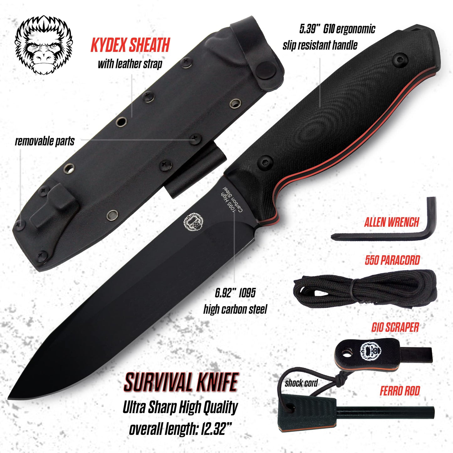 The Ultimate Fireline Bushcraft Survival Knife Gift Set (Black & Orange) - Korvel