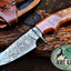 Handcrafted Damascus Steel Hunting Knife with Olive Wood Handle - Korvel
