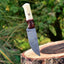 Premium Damascus Skinning Knife with Elegant Bone-Rosewood Handle - Korvel
