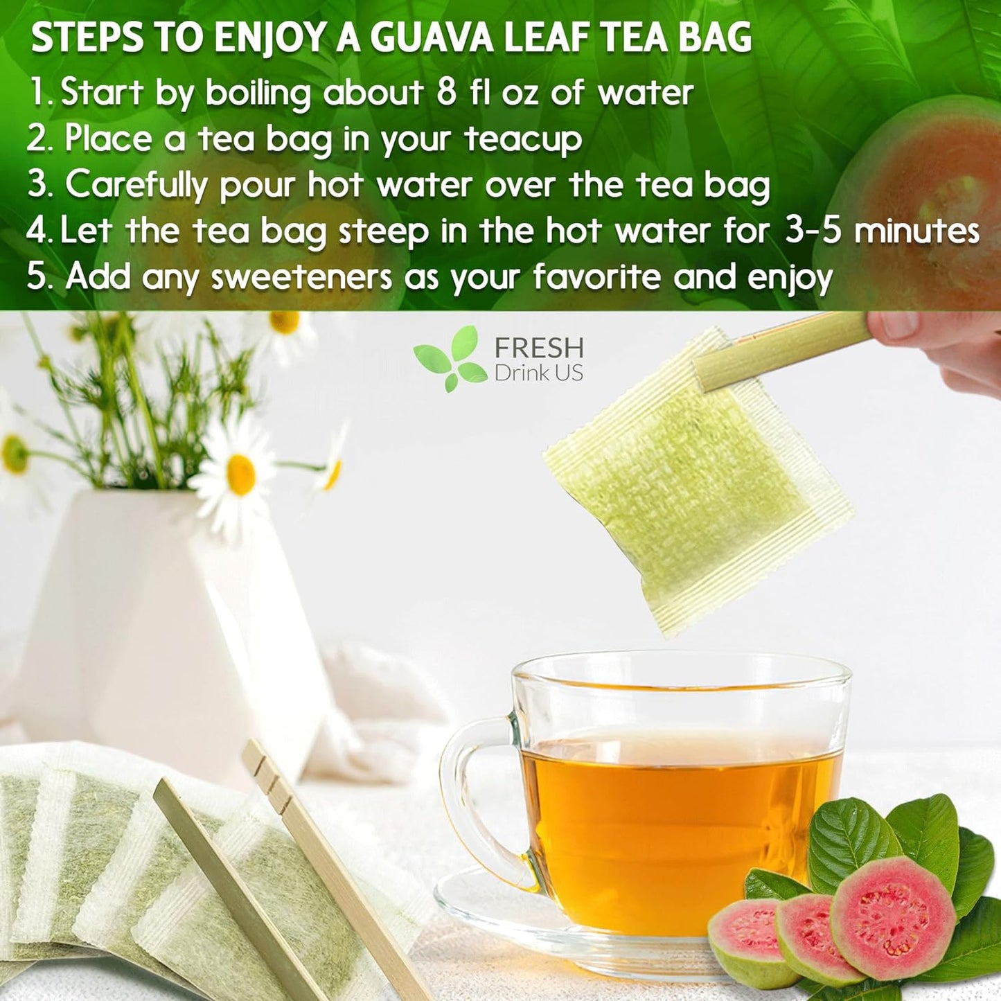 Premium Natural Guava Leaves - Whole Dried Herbal Tea