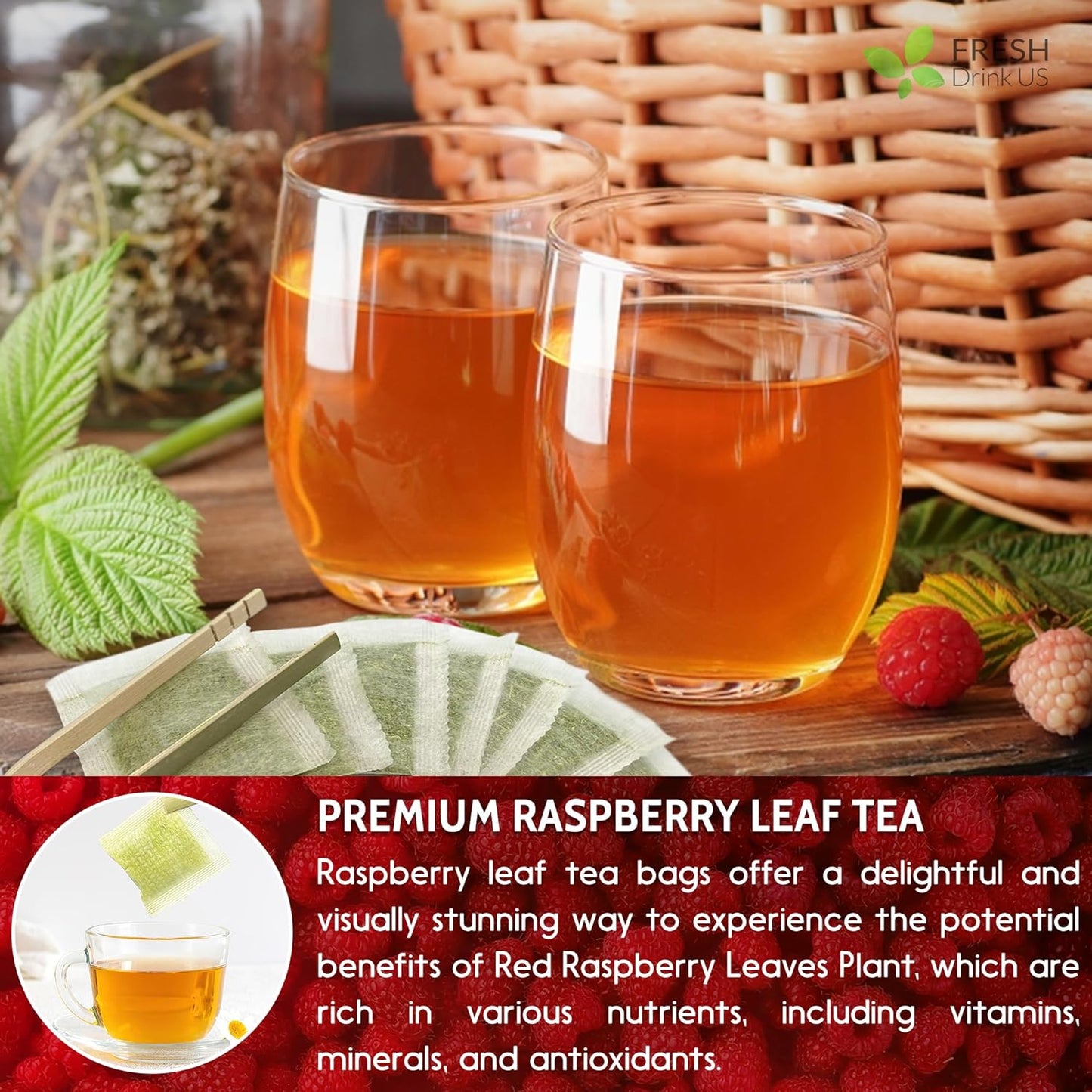 Premium Raspberry Leaf Tea Bags - 100% Natural & Pure