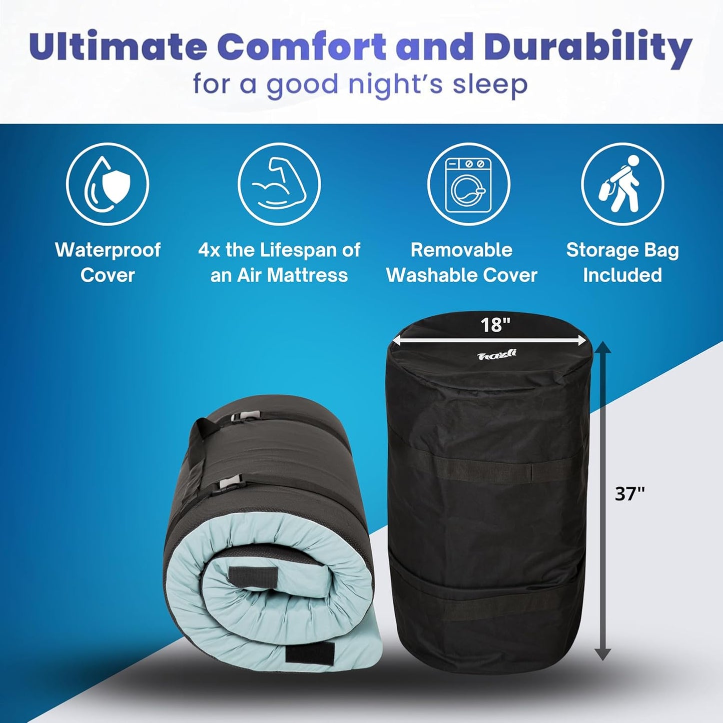 Hazli Ultra Comfort Air-Cell Memory Foam Camping Mattress