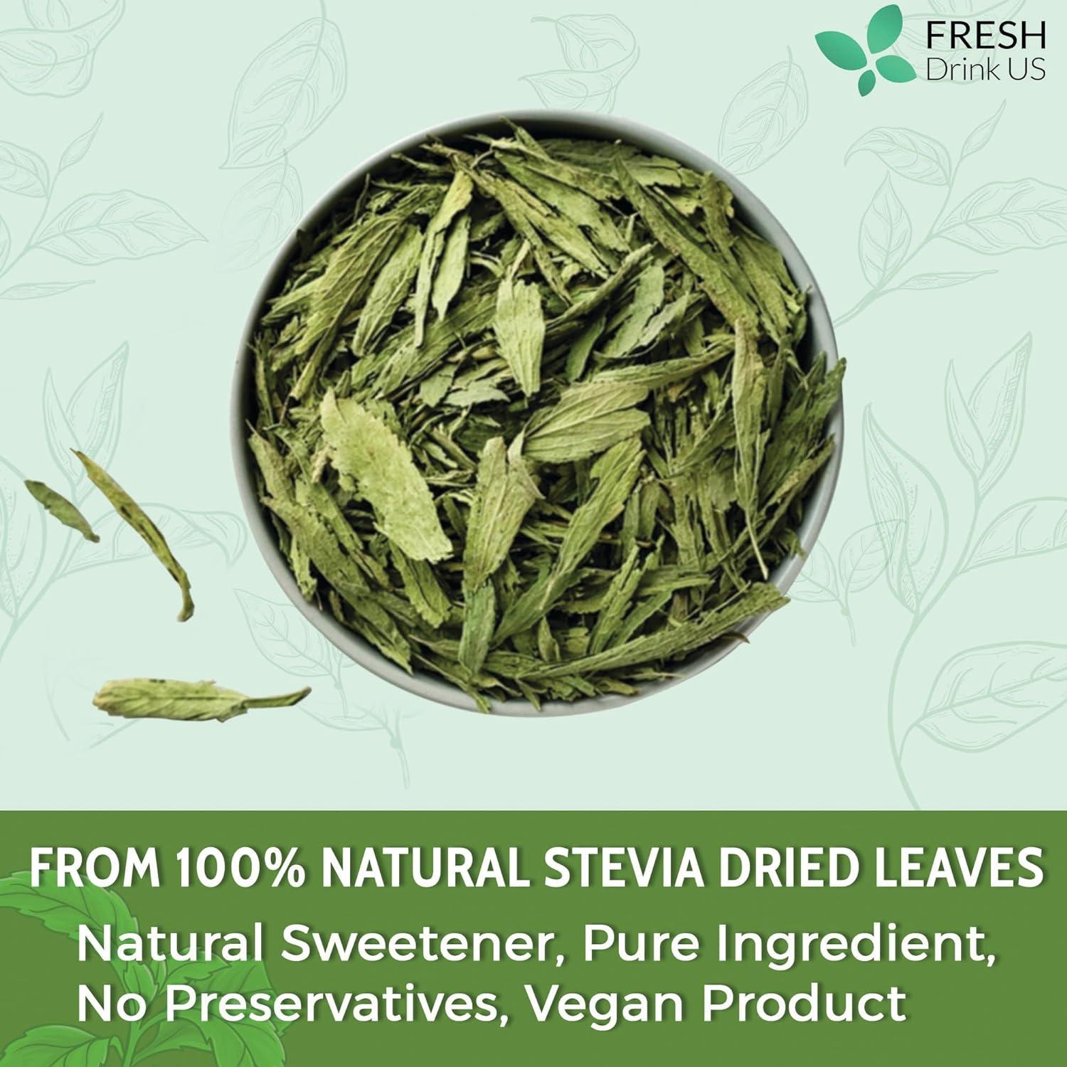 Stevia Leaf, Whole Dried Leaves, Tea Bags, Powder, 100% Natural and Pure from Stevia Leaves. Sugar Substitute for Tea, Coffee. Loose Leaf Stevia Herbal Tea. Zero Calorie Sweetener. No Sugar, No Caffeine, No Gluten, Vegan. - Korvel