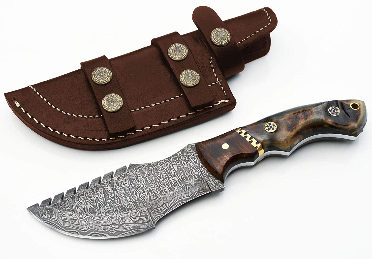 Premium Handcrafted Raindrops Damascus Steel Tom Brown Tracker Knife - Perfect for Outdoor Adventures | KBS Knives - Korvel