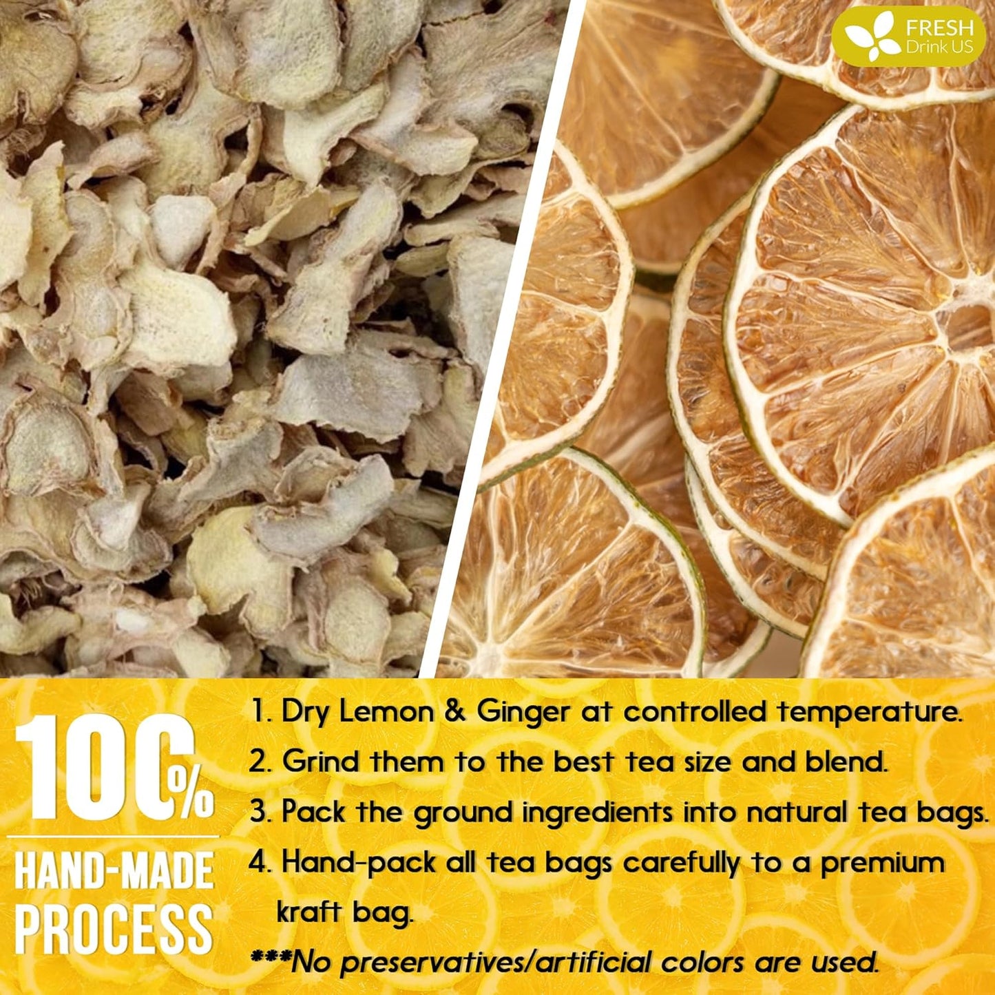 Premium Lemon Ginger Herbal Tea Bags - Eco-Conscious & Vegan