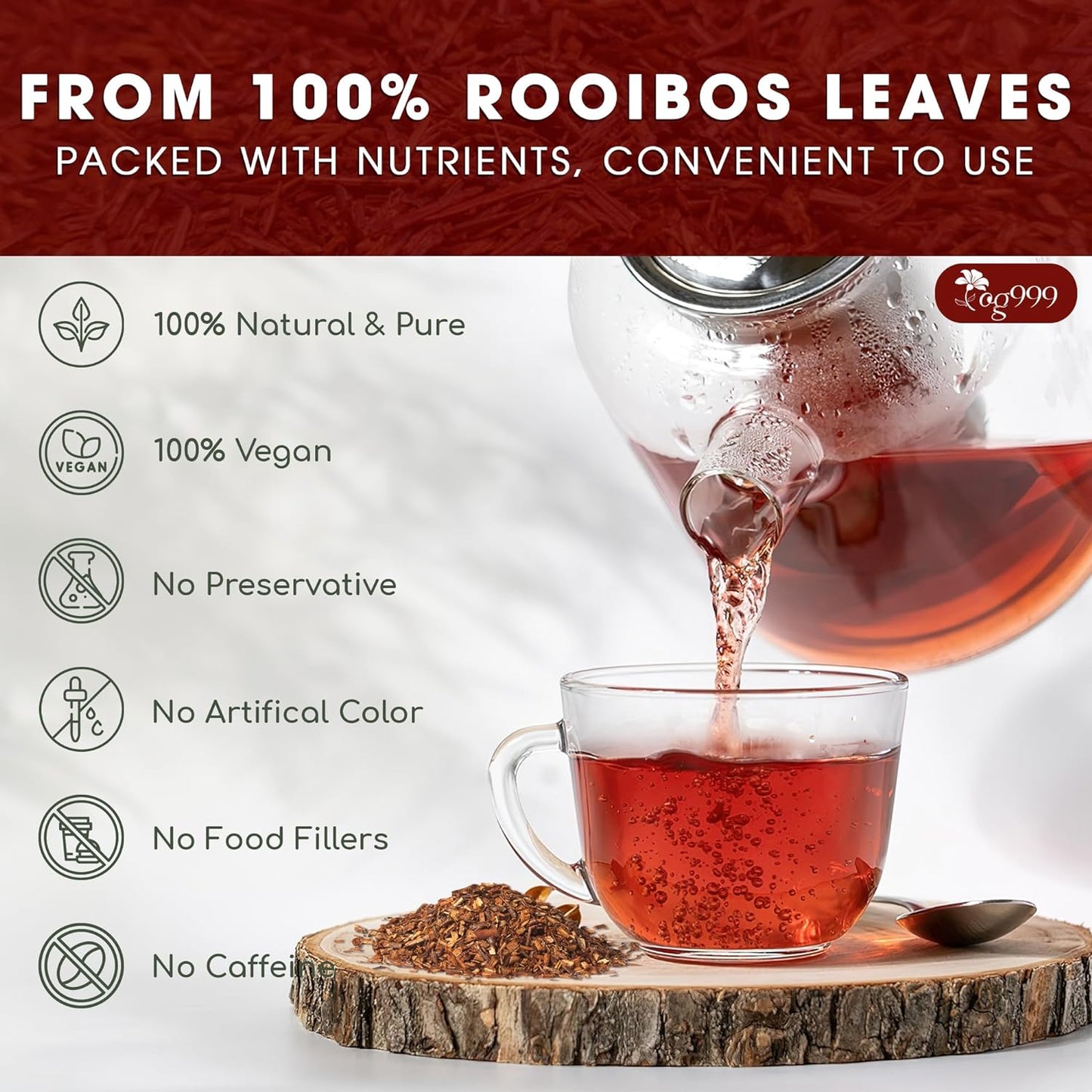 Premium Red Rooibos Tea Bags - 100% Natural & Pure
