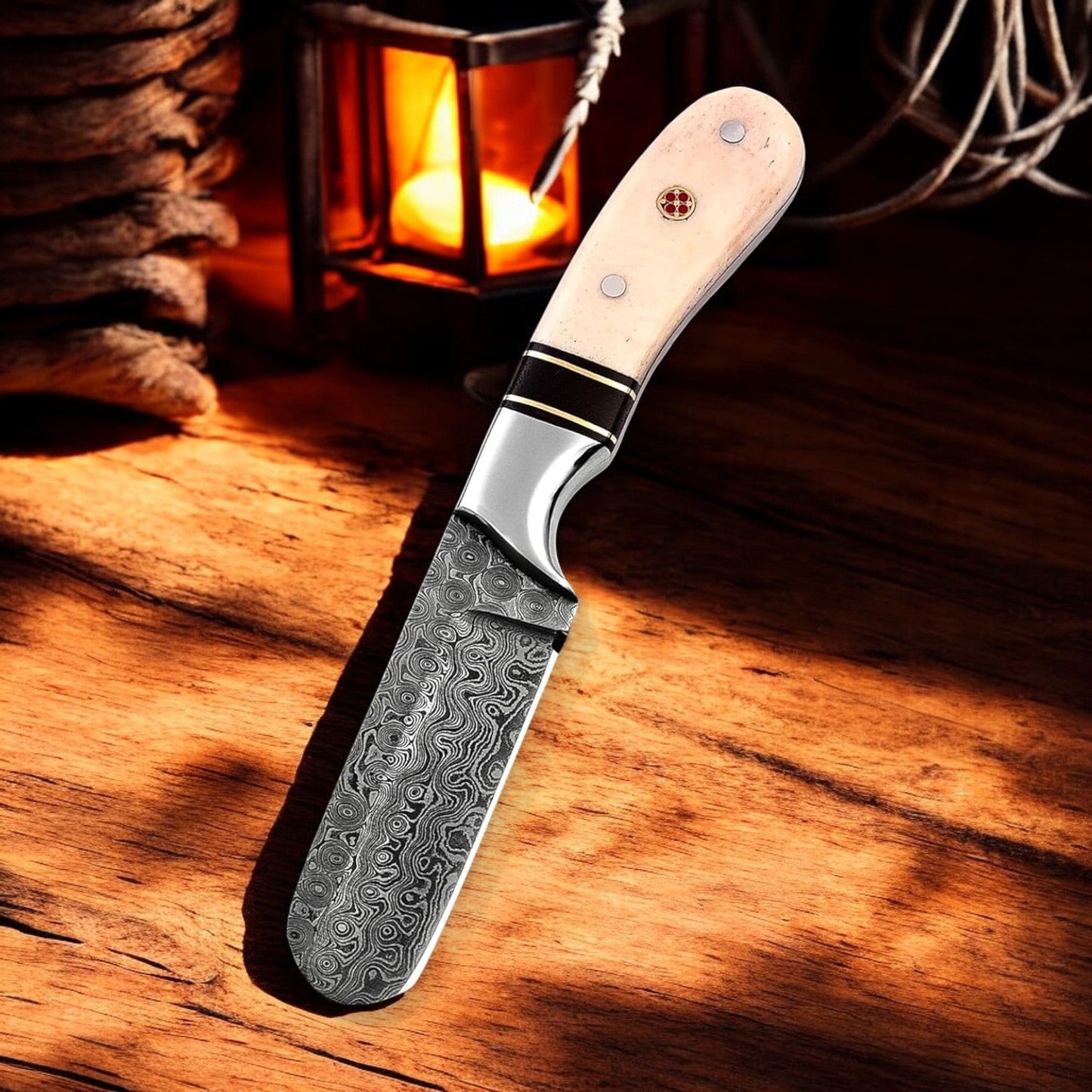 Artisan Bull Cutter Knife – 7" Raindrops Damascus Steel Masterpiece - Korvel