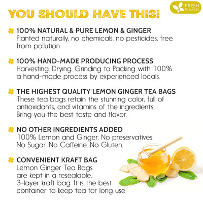 Premium Lemon Ginger Herbal Tea Bags - Eco-Conscious & Vegan