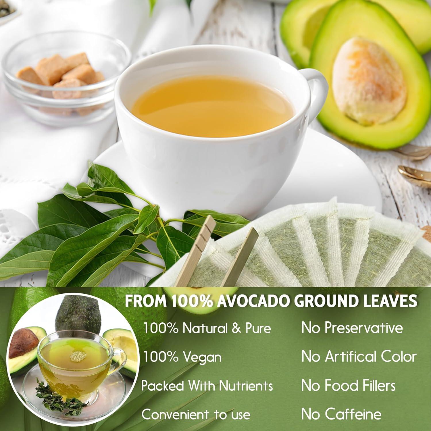 Natural Avocado Whole Leaves Dried, Tea Bags, 100% Pure from Avocado Leaves, Avocado Leaf Tea, Hojas de Aguacate Seca, No Additives, No Caffeine, Vegan - Korvel