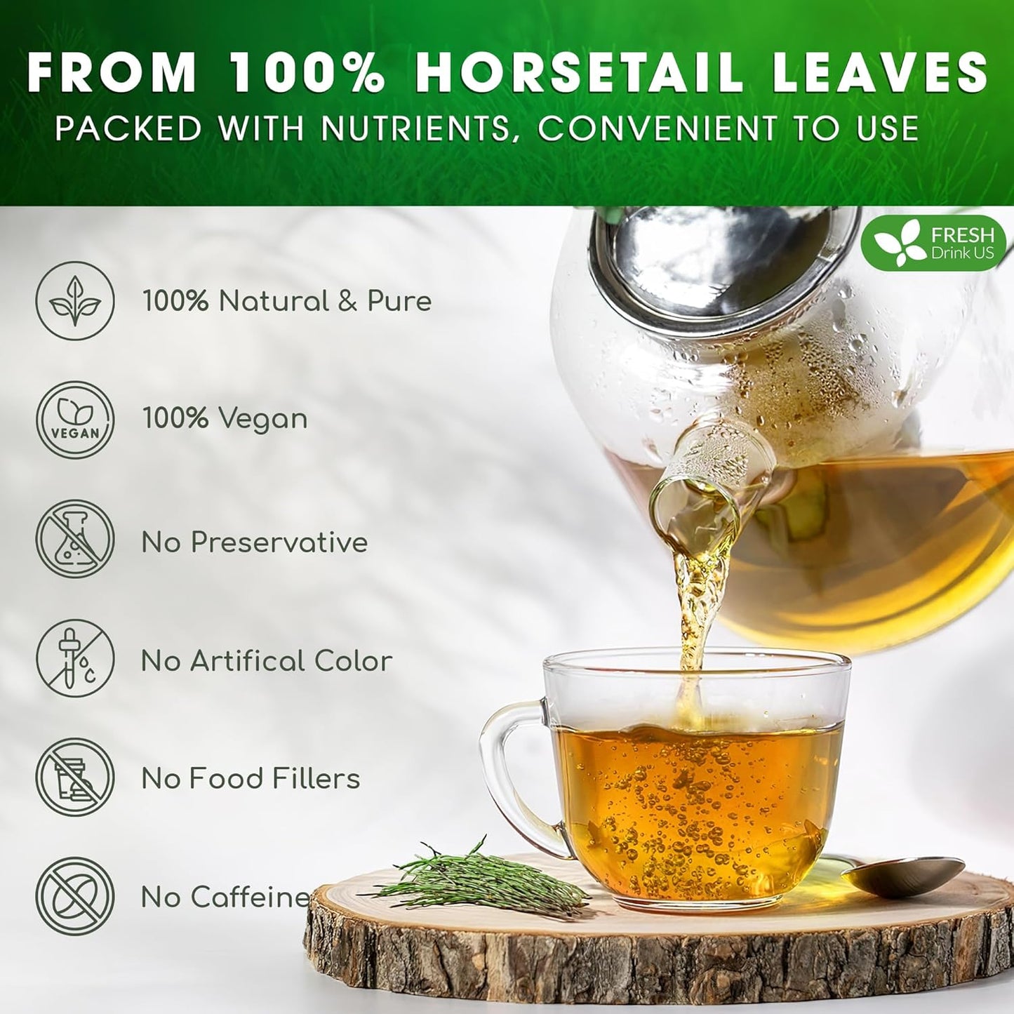 Premium Horsetail Leaf Tea Bags - 100% Natural & Pure