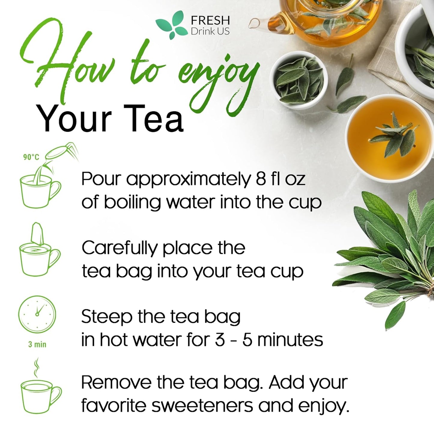 Premium Sage Leaf Tea Bags - 100% Natural Herbal Infusion
