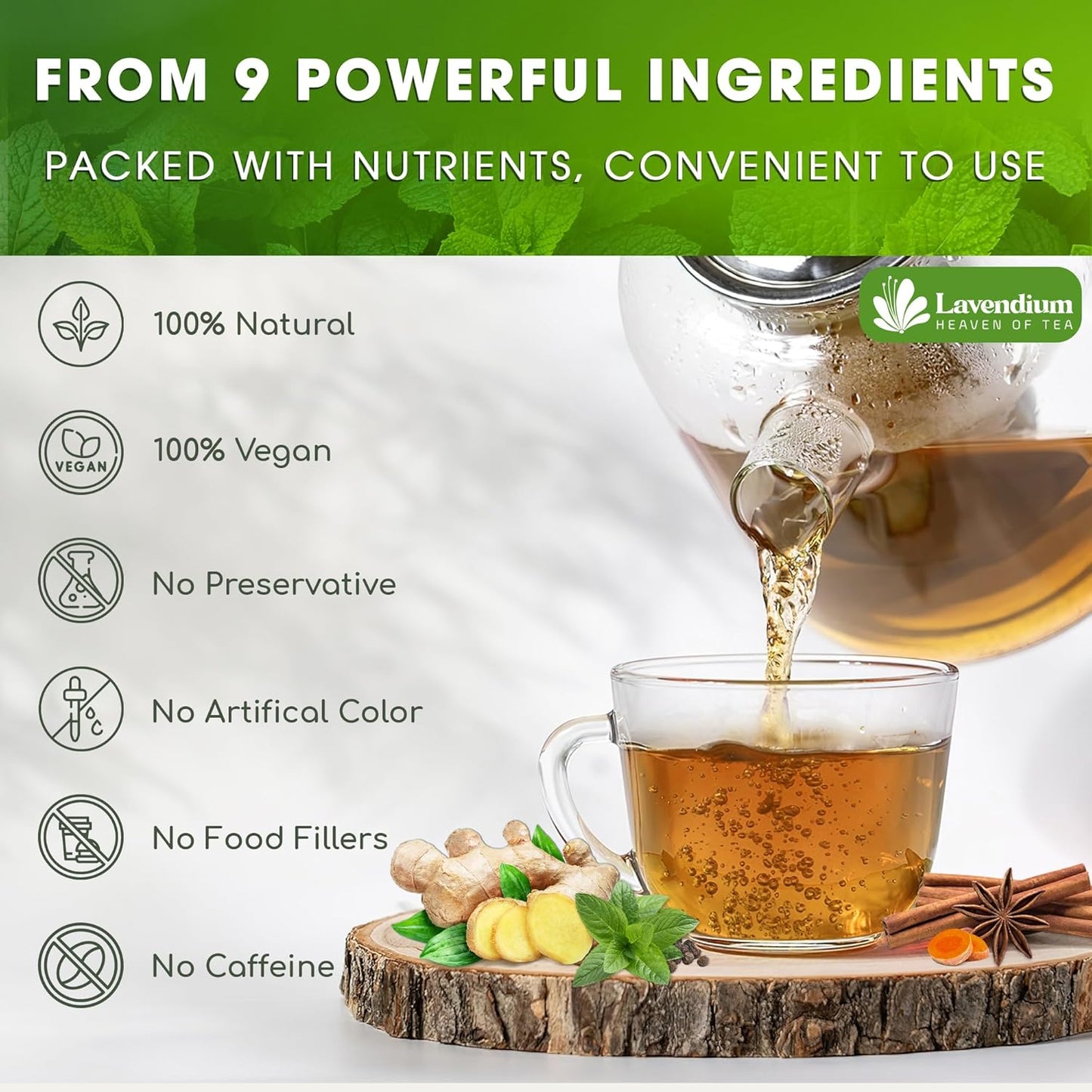 Caffeine-Free Herbal Tea with Chamomile, Hibiscus & Ginger