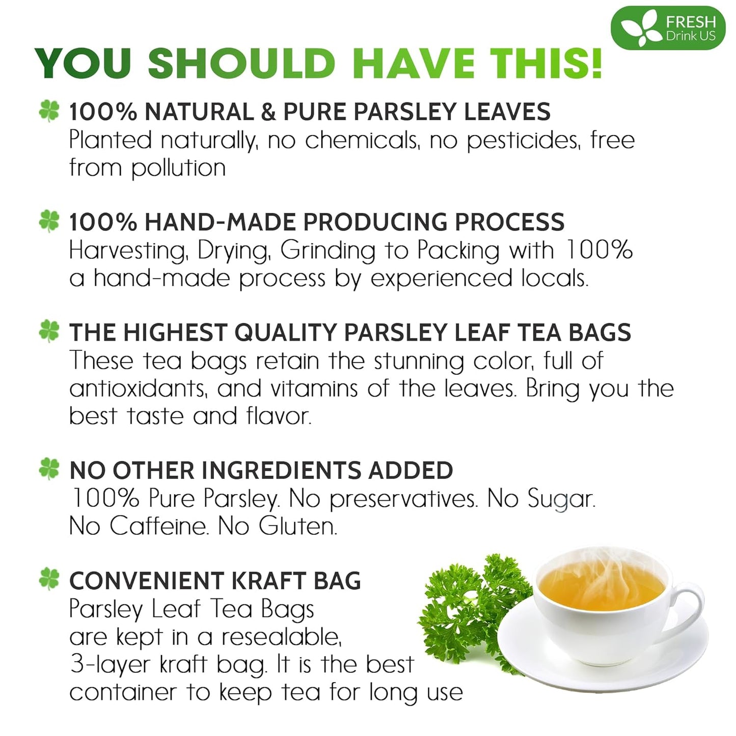 Premium Parsley Leaf Tea Bags - 100% Natural & Pure