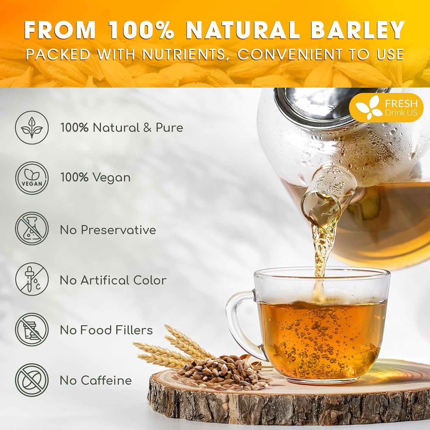 Premium Natural Barley Tea Bags - 100% Pure & Caffeine-Free