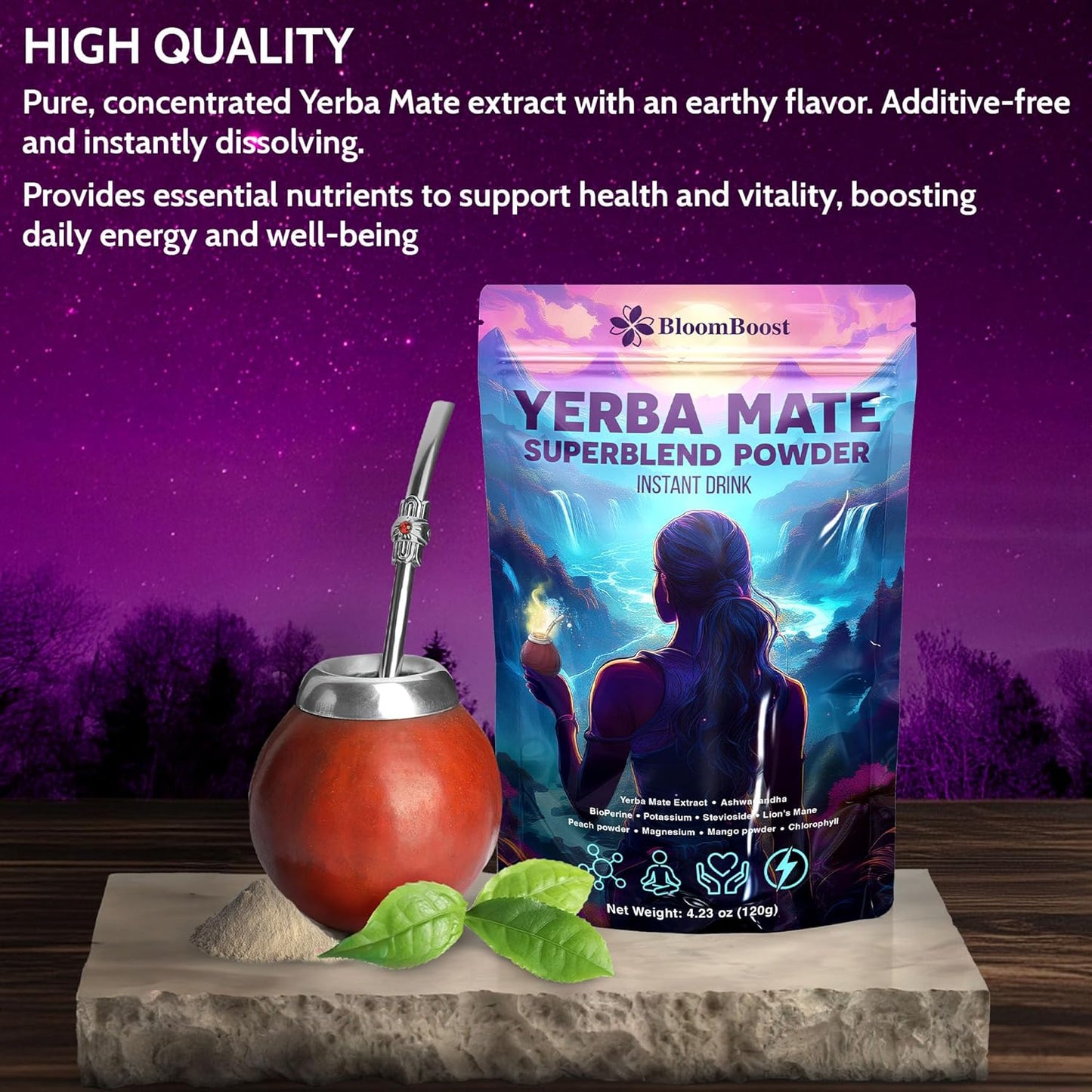 Yerba Mate Instant Tea Powder | Superfood Energy & Focus Blend - Korvel