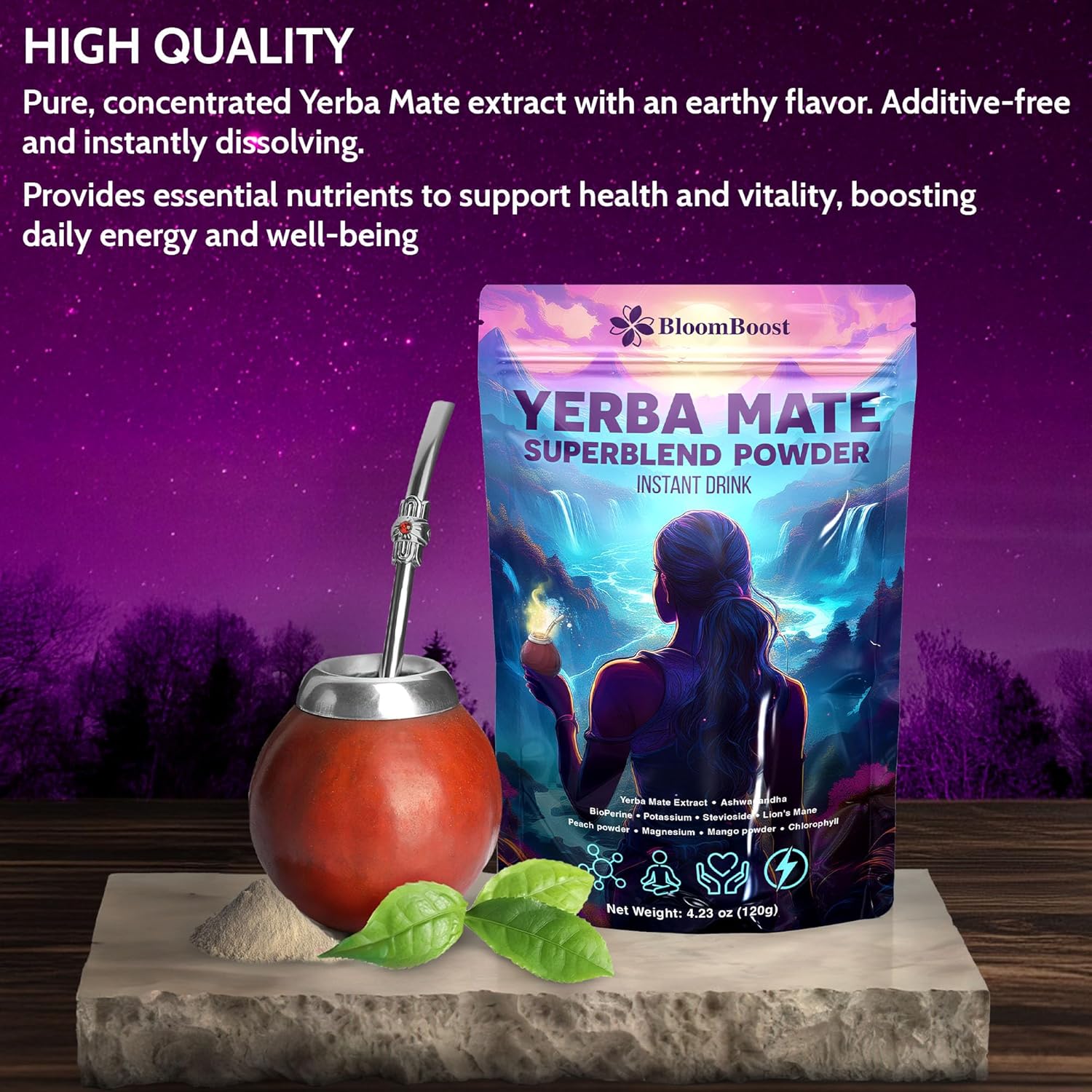 Yerba Mate Instant Tea Powder | Superfood Energy & Focus Blend - Korvel