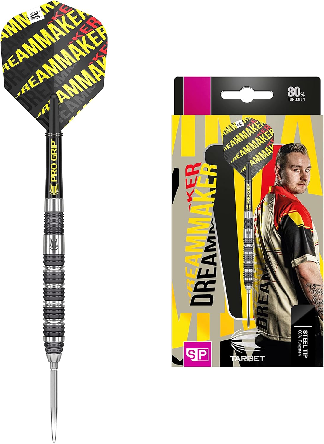 Precision Performance: DIMITRI VAN DEN BERGH 80% Tungsten Steel Tip Darts - Korvel