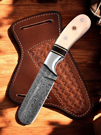 Artisan Bull Cutter Knife – 7" Raindrops Damascus Steel Masterpiece - Korvel