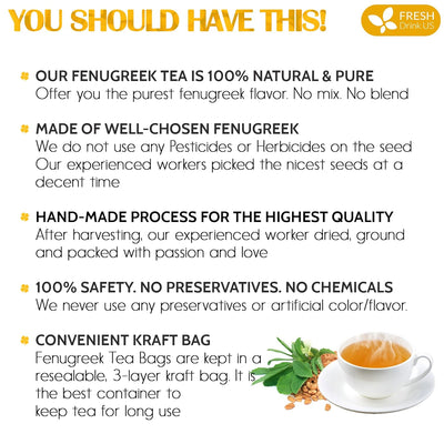 Premium Fenugreek Tea Bags - Caffeine-Free & Vegan (30 Bags)