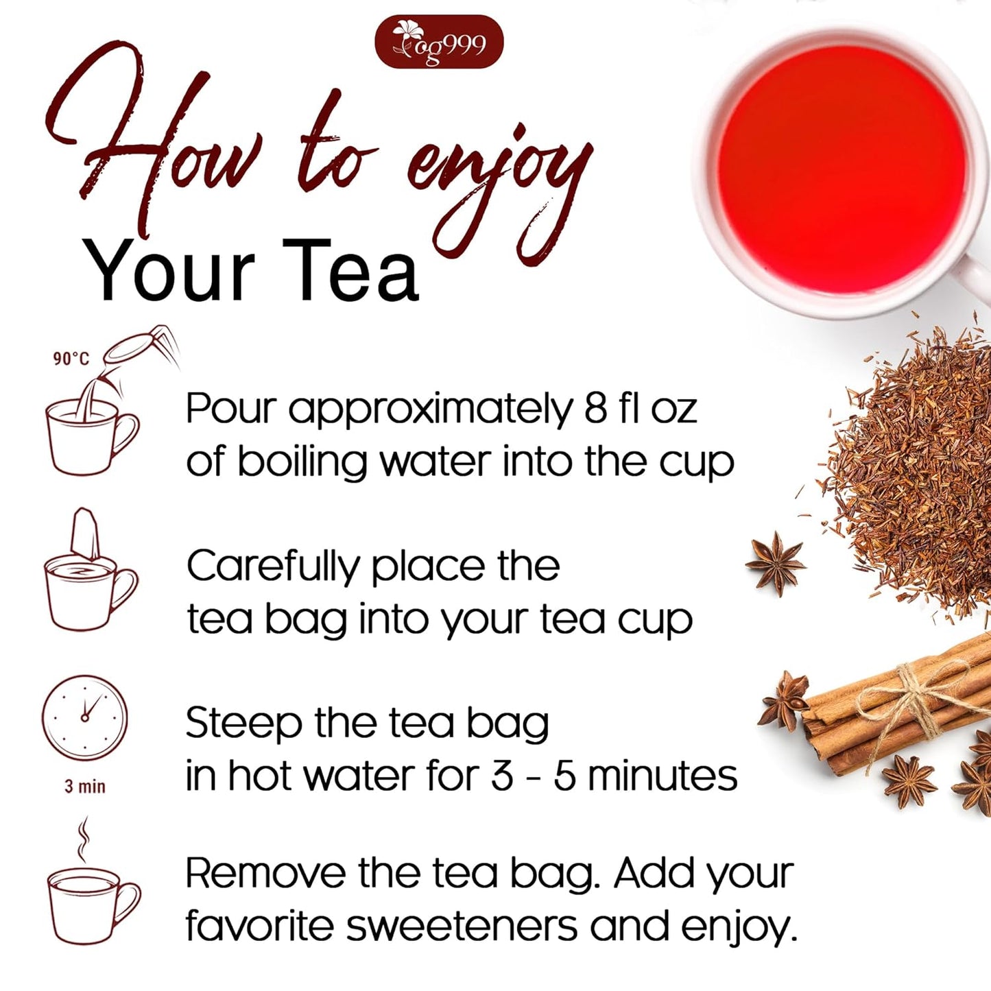 Premium Red Rooibos Tea Bags - 100% Natural & Pure