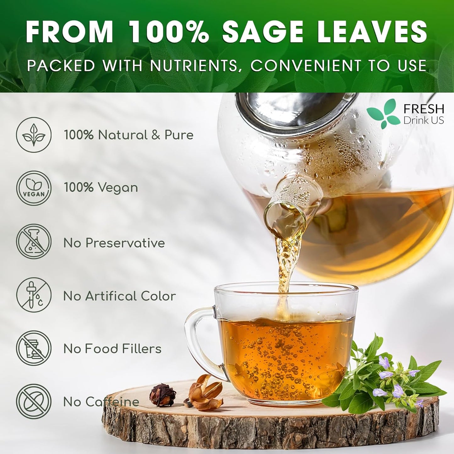 Premium Sage Leaf Tea Bags - 100% Natural Herbal Infusion