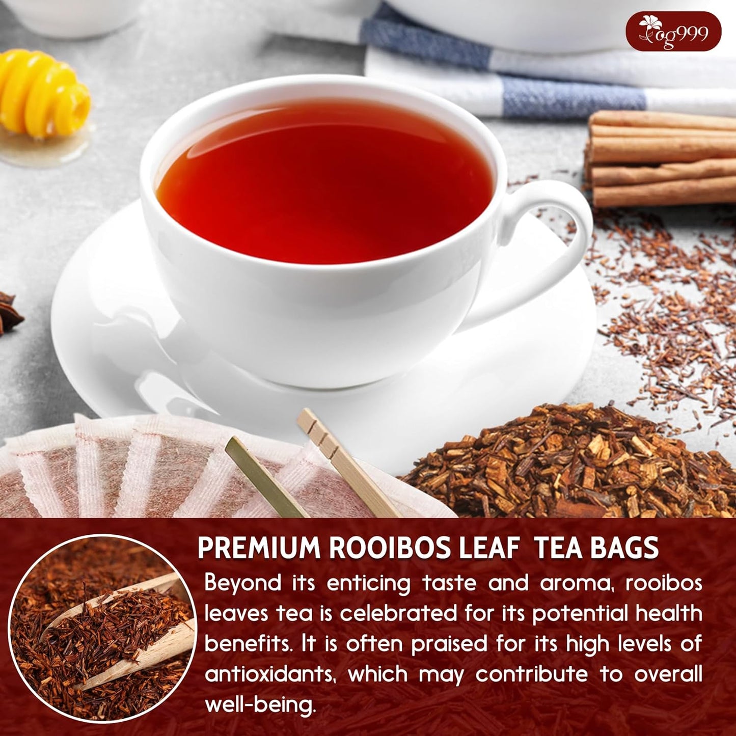 Premium Red Rooibos Tea Bags - 100% Natural & Pure
