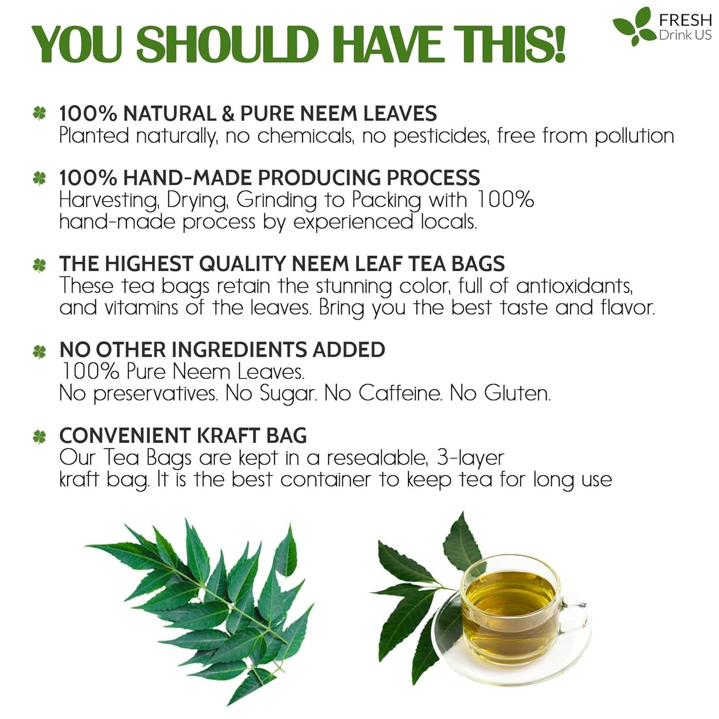 Premium Neem Leaf Tea Bags - 100% Natural & Pure