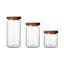 Bocal de rangement en verre premium avec couvercle en bois d'acacia