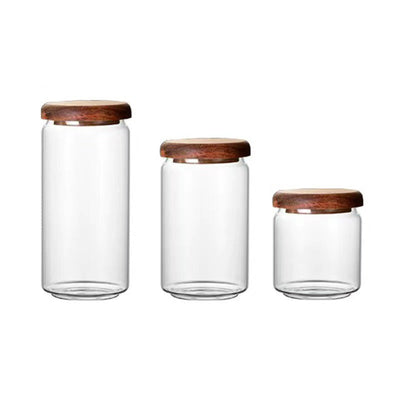 Premium Glass Storage Jar with Acacia Wood Lid
