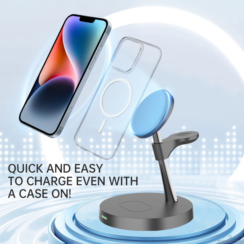 Chargeur sans fil magnétique 3-en-1 en alliage de zinc premium