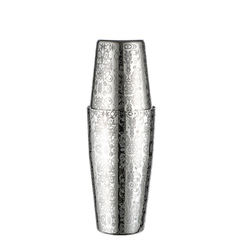 304 stainless steel etched pattern bright light Boston bartender bar two section bartender - Korvel