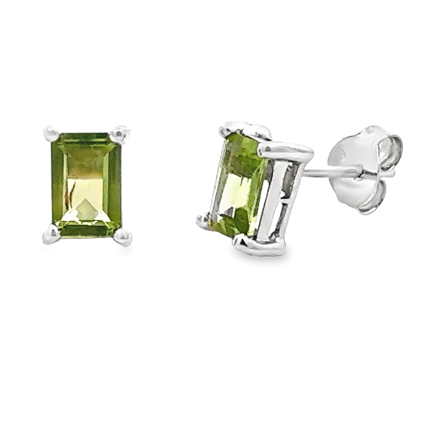 Natural 1.05ct Peridot Stud Earrings in 10KT White Gold