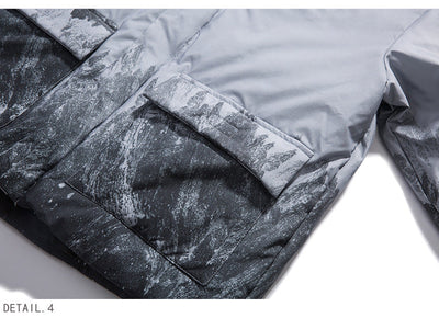 Snow Mountain Print Big Pocket Men's Cotton Jacket