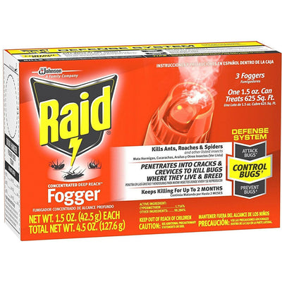 Raid Concentrated Deep Reach Fogger, 3-Pack (6 oz Cans)