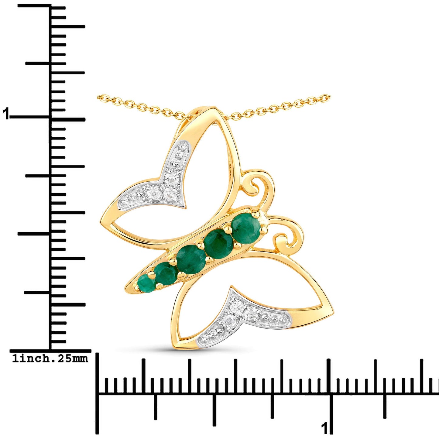0.51 Carat Emerald and White Zircon Necklace in Sterling Silver