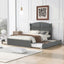 Wood Queen Size Platform Bed with Twin Size Trundle and 2 Drawers  Antique Gray - Korvel