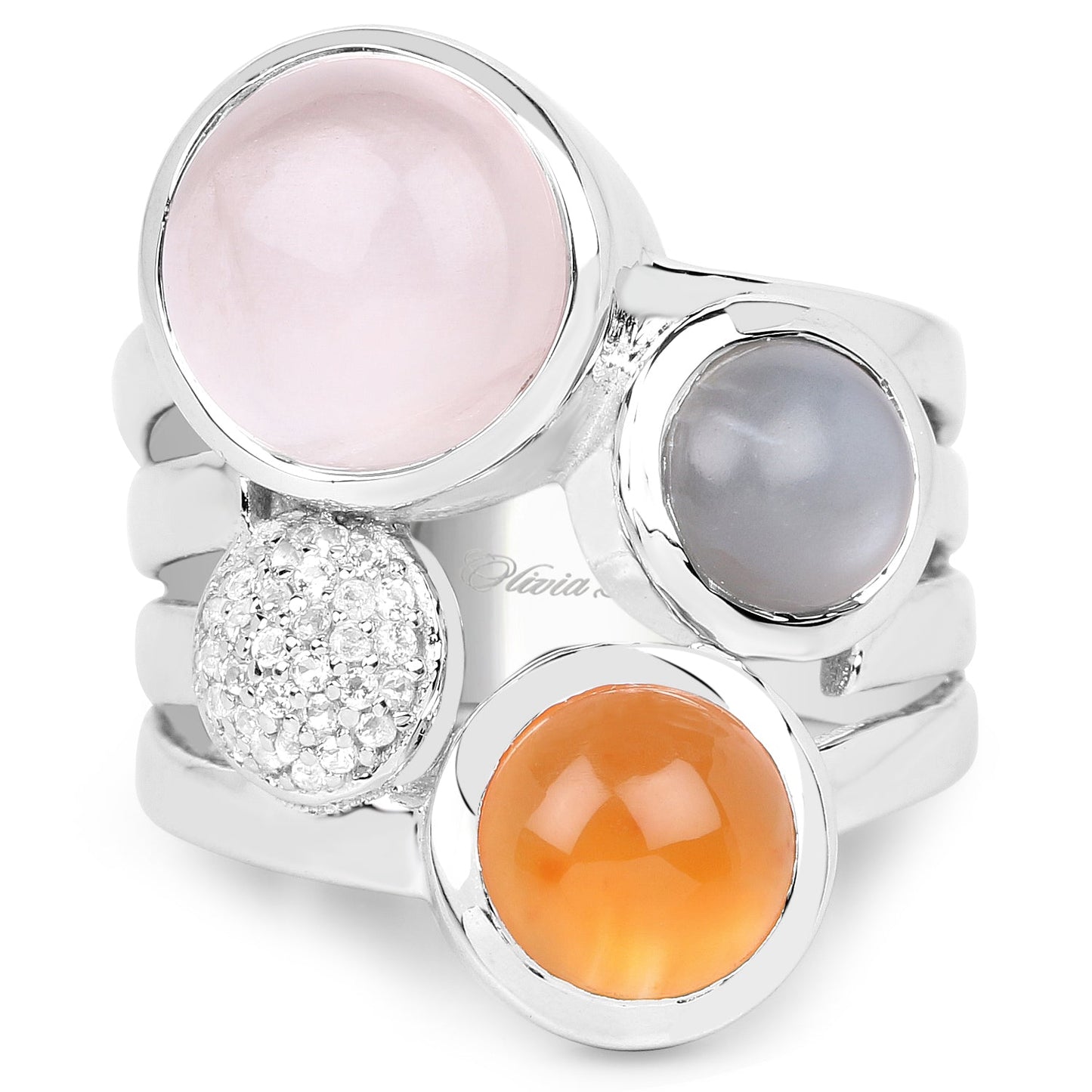 5.96 Carat Multi Stone Sterling Silver Engagement Ring