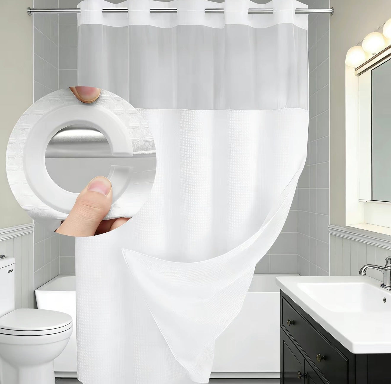 Rideau de douche à double couche SnapLiner