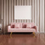 70.47" Pink Fabric Double Sofa with Split Backrest and Two Throw Pillows - Korvel