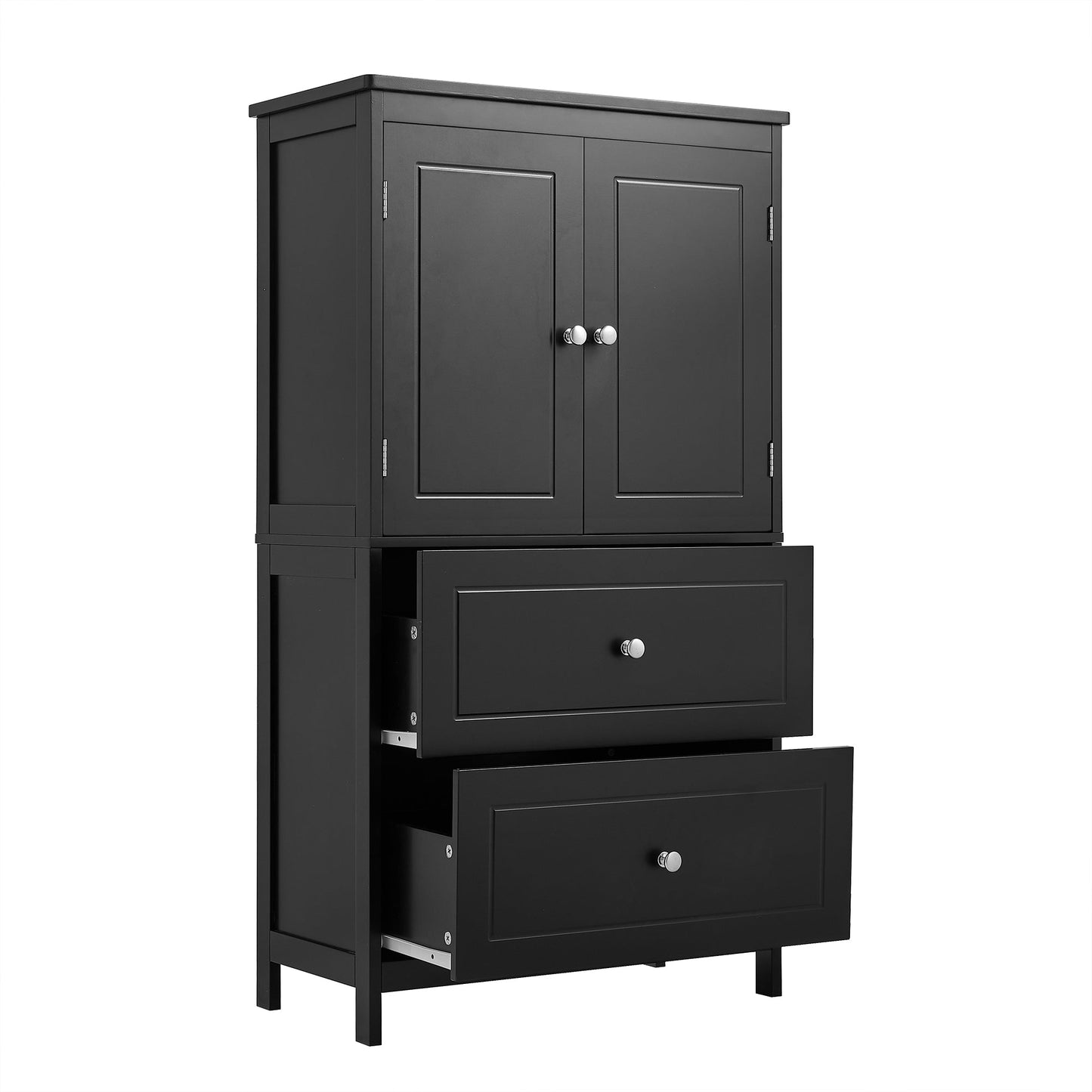 Armoire de rangement de salle de bain noire élégante avec étagère réglable