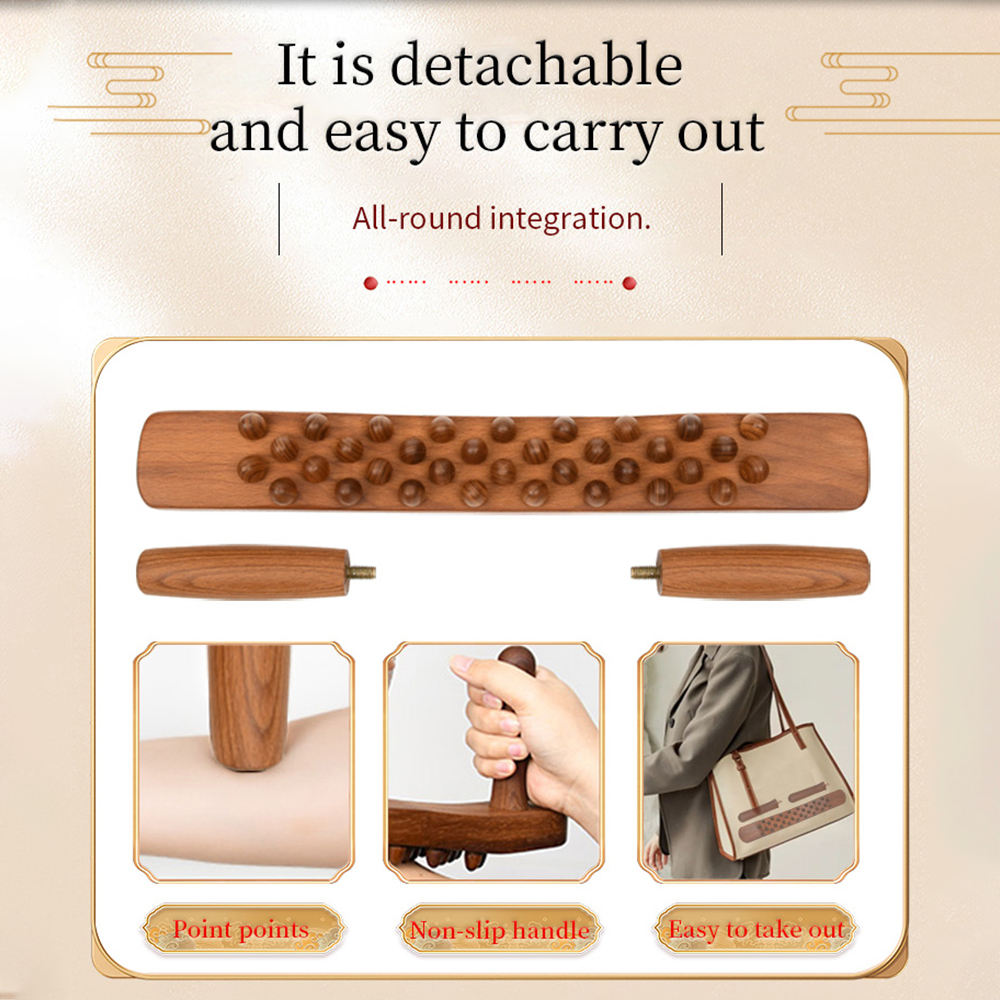 Handheld 34 Beads Home Massaging Device wood stick massage tool Body Massage Wooden Guasha Tool for Relaxation - Korvel