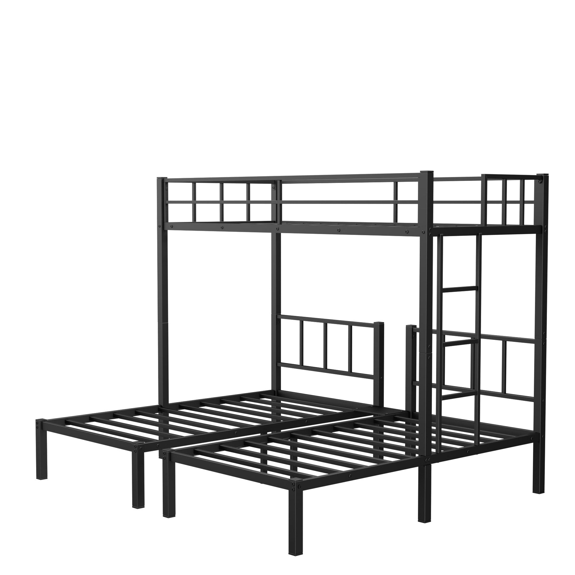 Twin over Twin & Twin Bunk Beds for 3, Twin XL over Twin & Twin Bunk Bed Metal Triple Bunk Bed, Black - Korvel