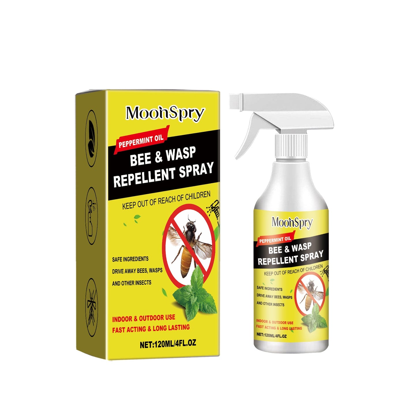 Spray repelente de insectos Moonspry para exteriores - Protección suave contra abejas y avispas