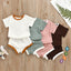 2020 Toddler Baby Boys Girls Summer Clothing Newborn Kids Baby Girls Ribbed Knitted Short Sleeve T-shirts+Shorts Tracksuits Sets - Korvel