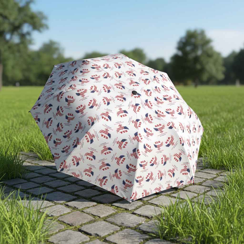 U.S.A. Chaos Pattern Umbrella – Compact Patriotic Rain Shield