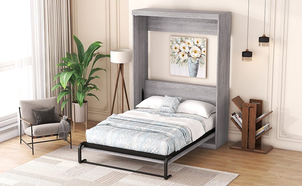 Full Size Murphy Bed, can be Folded into a Cabinet Gray - Korvel